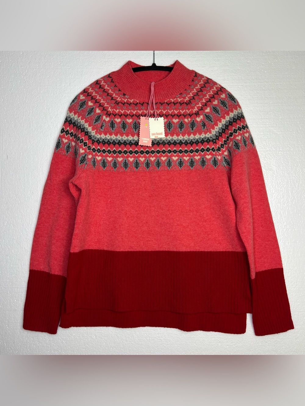 Fair Isle Sweater by White Stuff Clothing UK Size 8 U.S. size 4 Pink Wool NWT